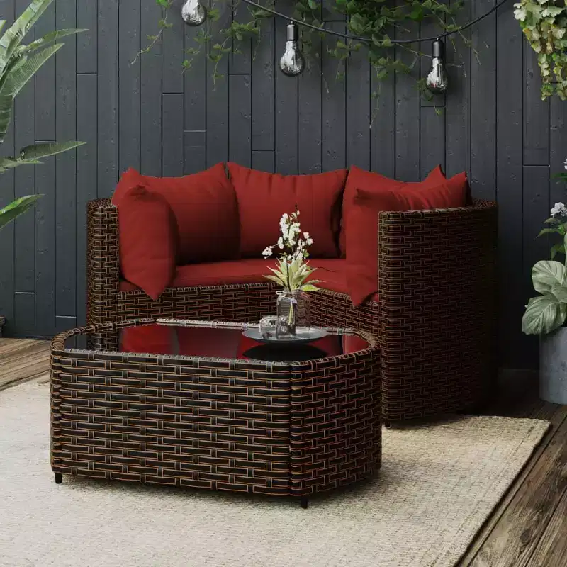 vidaXL Patio Furniture Set Modern Lounge Set with Cushions Poly Rattan