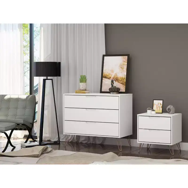 Rockefeller Dresser and Nightstand Set - Manhattan Comfort