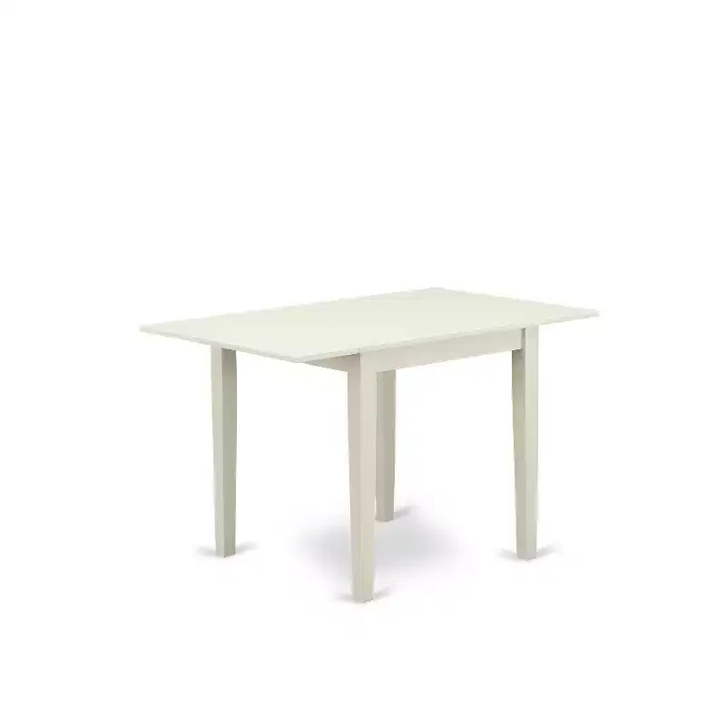 HomeStock Belmont 5-Piece kitchen table set- 4 parson dining room chairs and 2 Drop leaf Rectangular table , Linen White Finish