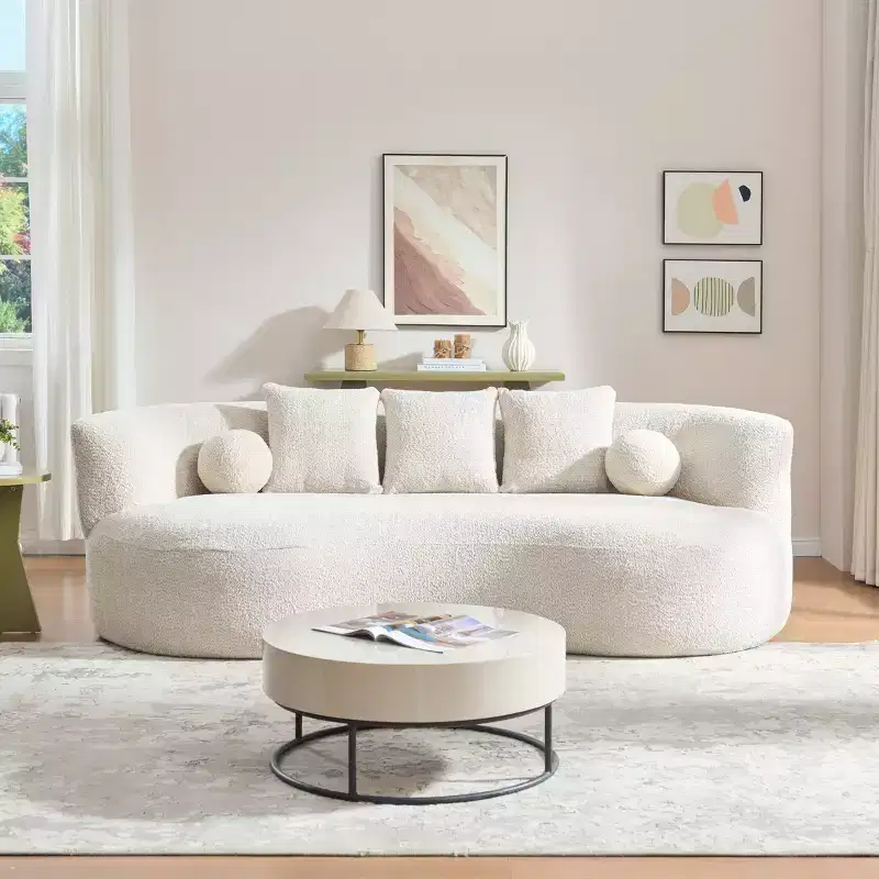 Christopher Knight Home Grazia 90'' Modern Curved Boucle Upholstered 3-Seater Sofa
