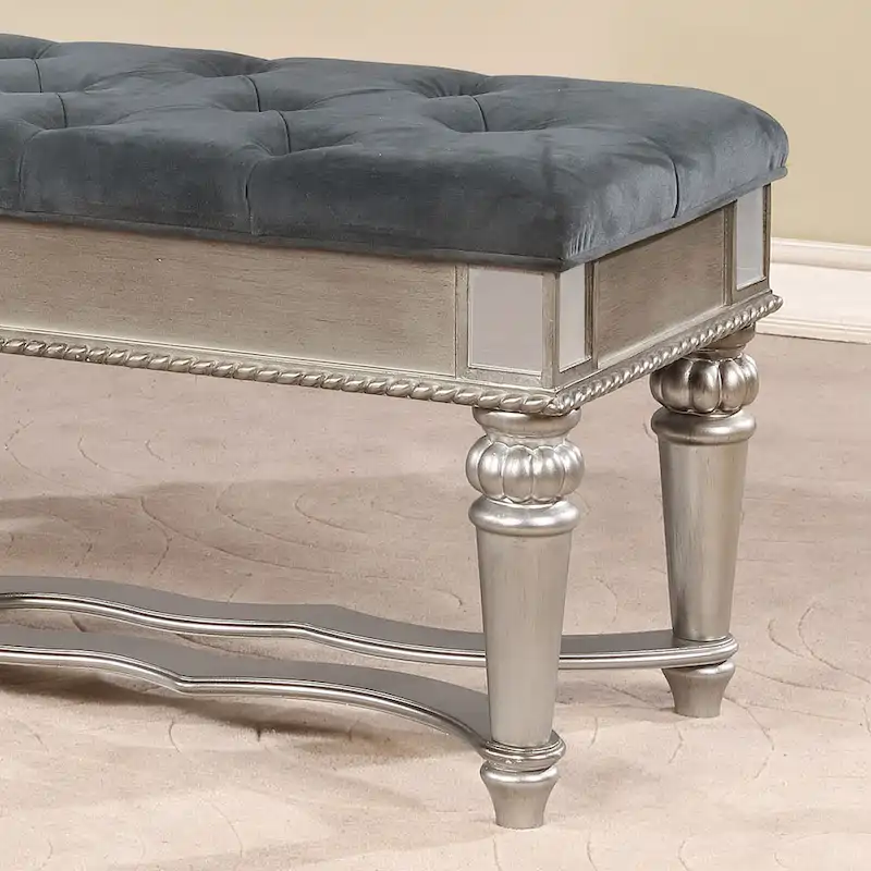 Zeln Traditional Fabric Tufted Upholstered Accent Bench by Furniture of America
