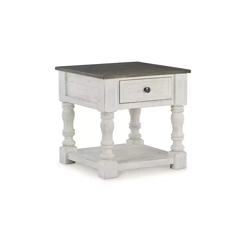 Square End Table White/Gray