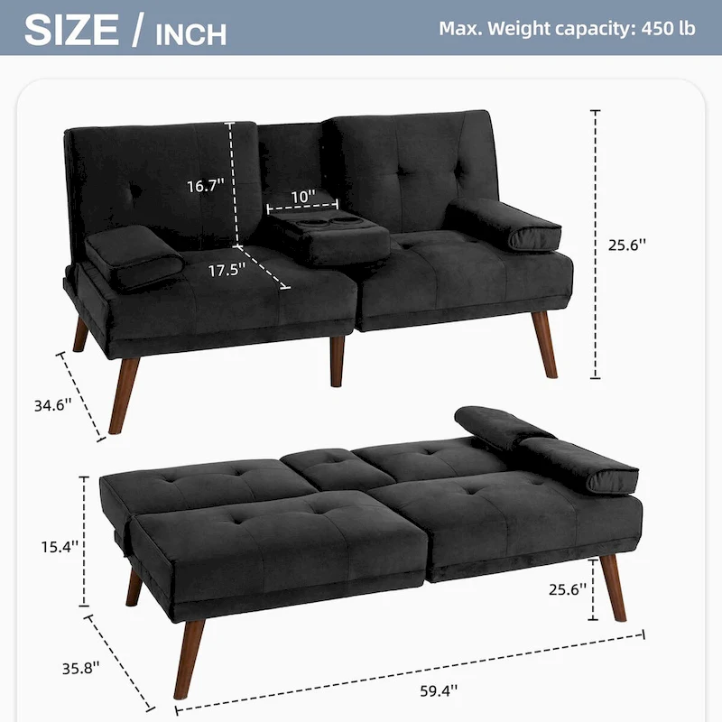 Futzca Futon Couch Sofa Bed, Small Sleeper Sofa Chair Loveseat
