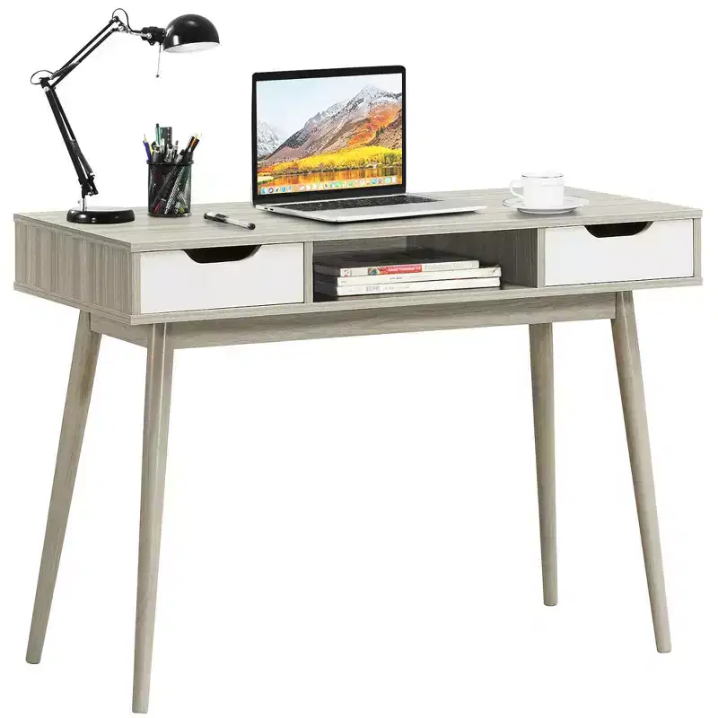 Costway Computer Desk Writing Table w/ Drawers Laptop PC Workstation Home Oak\Walnut