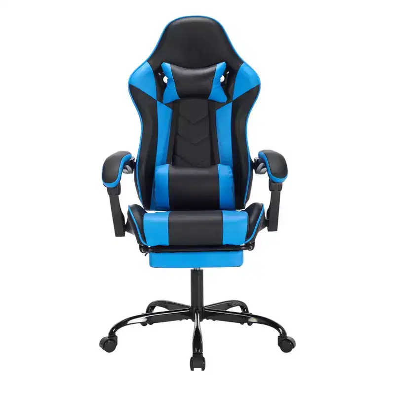 Ora Maison Ergonomic Gaming Chair with Footrest and Lumbar Support, Breathable Height-Adjustable Swivel Computer Chair for Adults,Blue