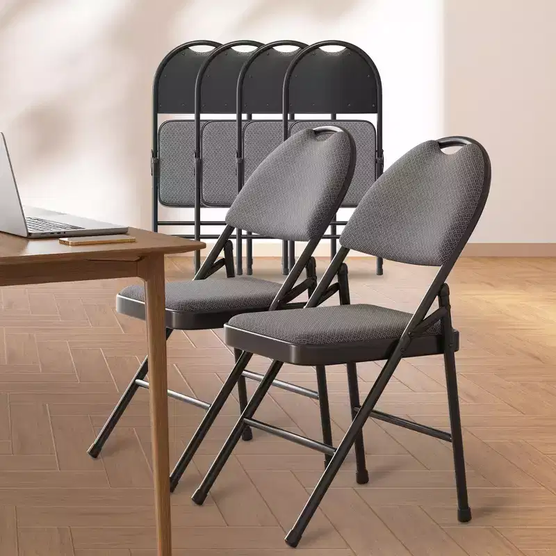 6 Pack Folding Chairs  Fabric Foldable Chairs with Padded Seats, Metal Frame, Stackable, Indoor/Outdoor  For Home, Office, Parties, Events
