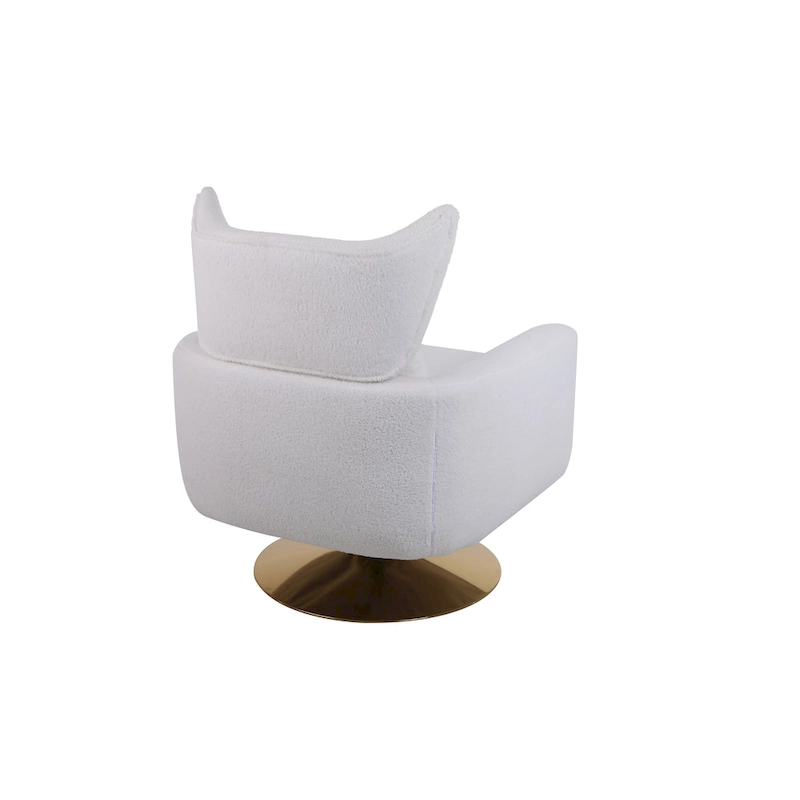 White 29.9 Upholstered 360 Swivel Accent Chair with Iron Base