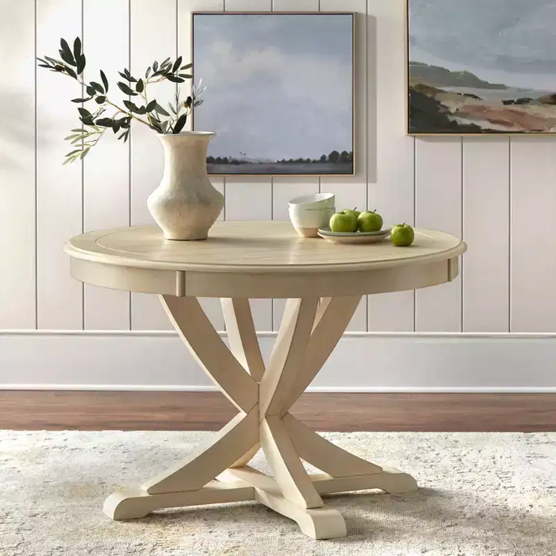 Farmhouse Solid Wood Pedestal Dining Table