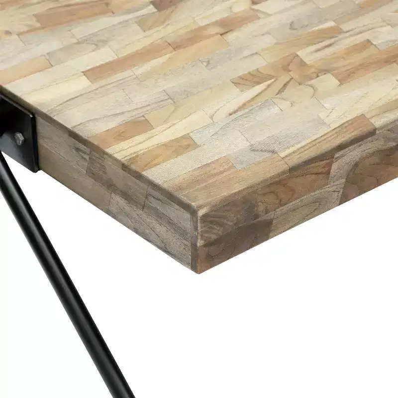 28W Coffee Table Cocktail Table Center Table, Mango Wood, Modern Industrial Design - Merax