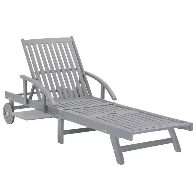 vidaXL Sunlounger Grey Solid acacia wood Extra Long
