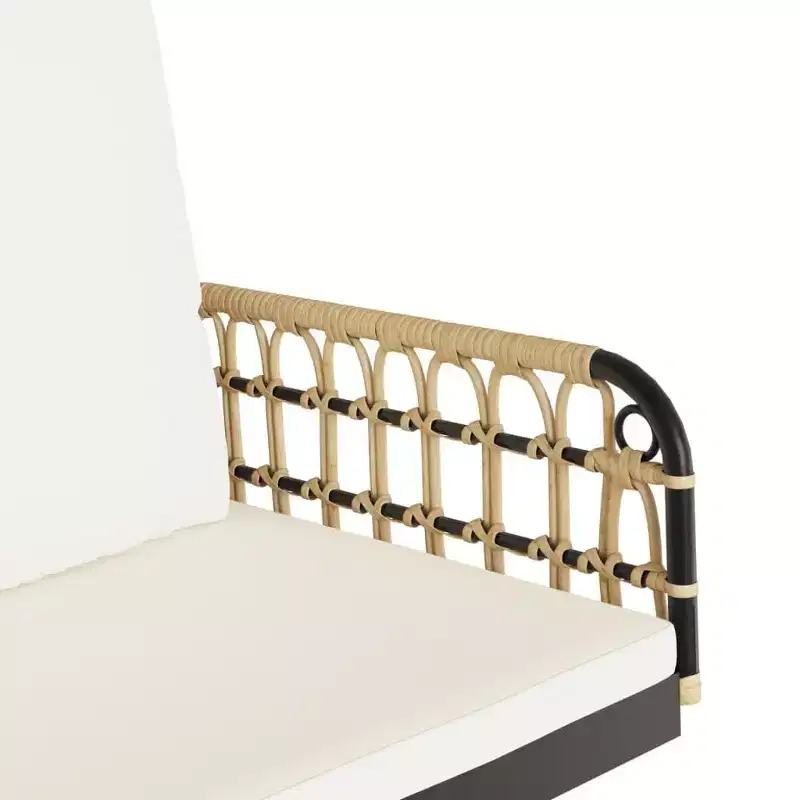 vidaXL Swing Bench Brown, Black, Cream White PE rattan, Powder-coated steel