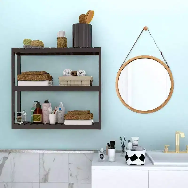 Bathroom Shelf 3 - Tier Wall Mount Storage Rack Multifunctional Adjustable Layer Standing Over Toilet Utility Shelves
