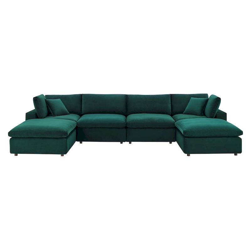 Commix Down Filled Overstuffed Velvet 6-Piece Sectional Sofa