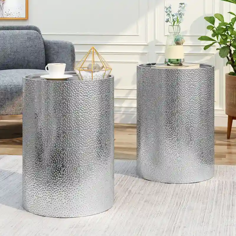 Brookhaven Hammered Accent Table (Set of 2) by Christopher Knight Home