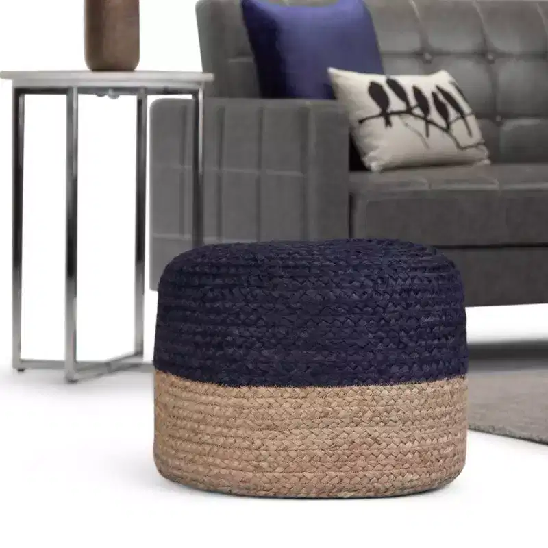 Contemporary Round Pouf Pink/Natural - WyndenHall