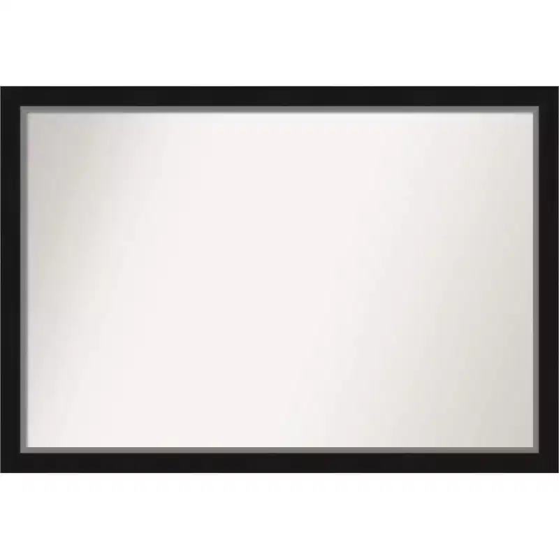 39" x 27" Non-Beveled Eva Black Silver Narrow Wall Mirror - Amanti Art