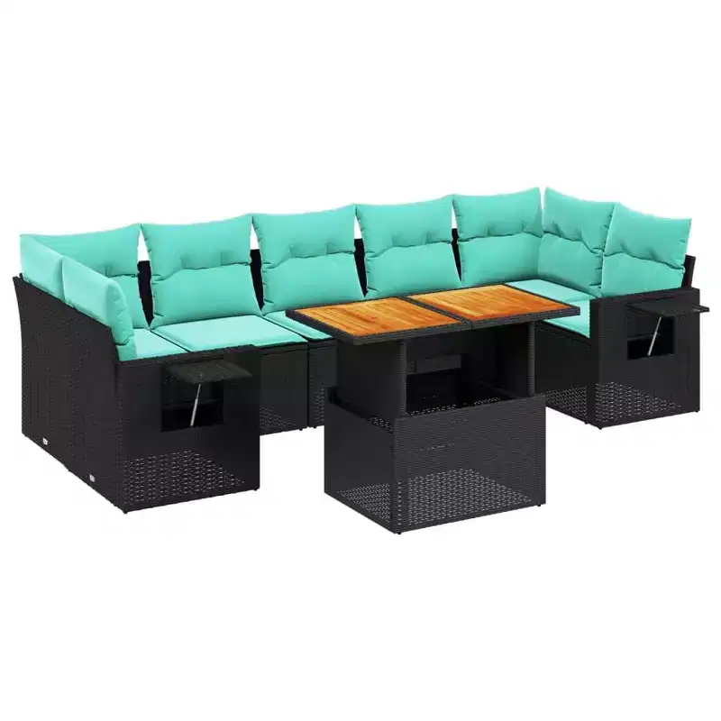 vidaXL Patio Sofa Set with Cushions Poly Rattan