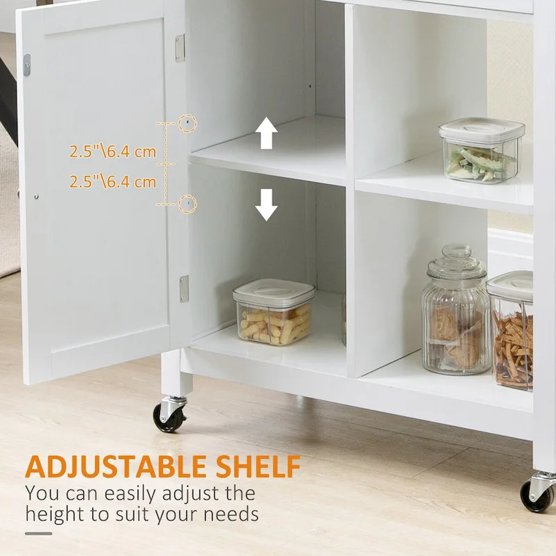 Rolling Kitchen Island Cart with Drawer and Shelves