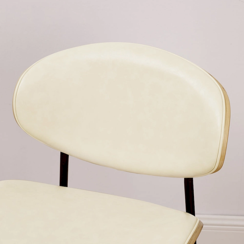 Art Leon Set of 4 Mid-century Wood and Faux Leather Dining Chairs