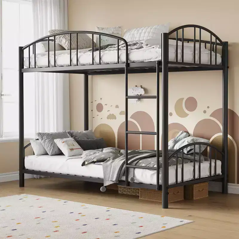 GustoWave Metal Bunk Bed Twin Over Twin, with Arched Guardrail and Safety Ladder