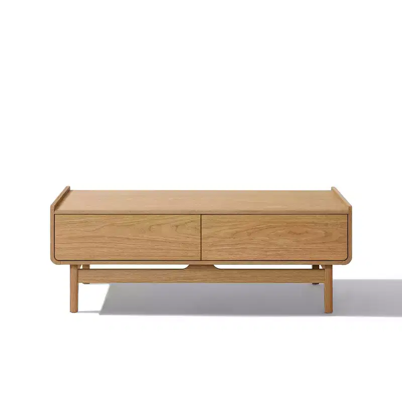 LuxenHome Mid-Century Modern Coffee Table with Storage, 47 Summer Oak Wood Rectangular Accent Center Table for Living Room, Home & Office Brown