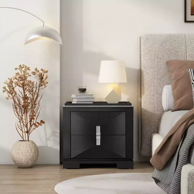 Christopher Knight Home Baldros Mid-Century Modern Wooden Nightstand with 2 Drawers