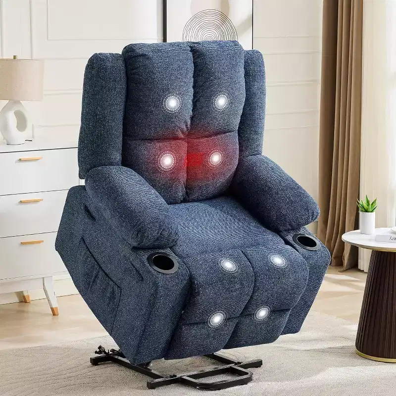 Oversized Power Lift Recliner Chair for Elderly,135Adjustable Lay Flat Lift Chair Electric Recliner Chairs with Massage and Heat, 2 Cup Holders