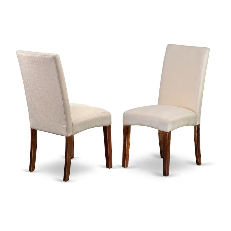 East West Furniture Kitchen Table Set- A Round Dining Room Table and Cream Linen Fabric Parson Chairs, Mahogany (Pieces Options)