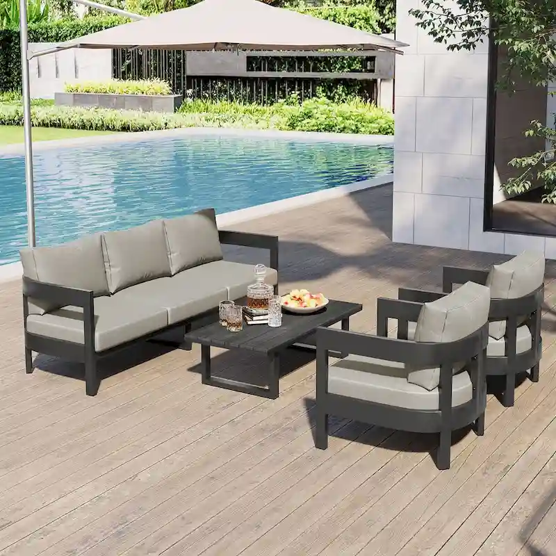High-Quality Outdoor Seating Set with Thick Cushions