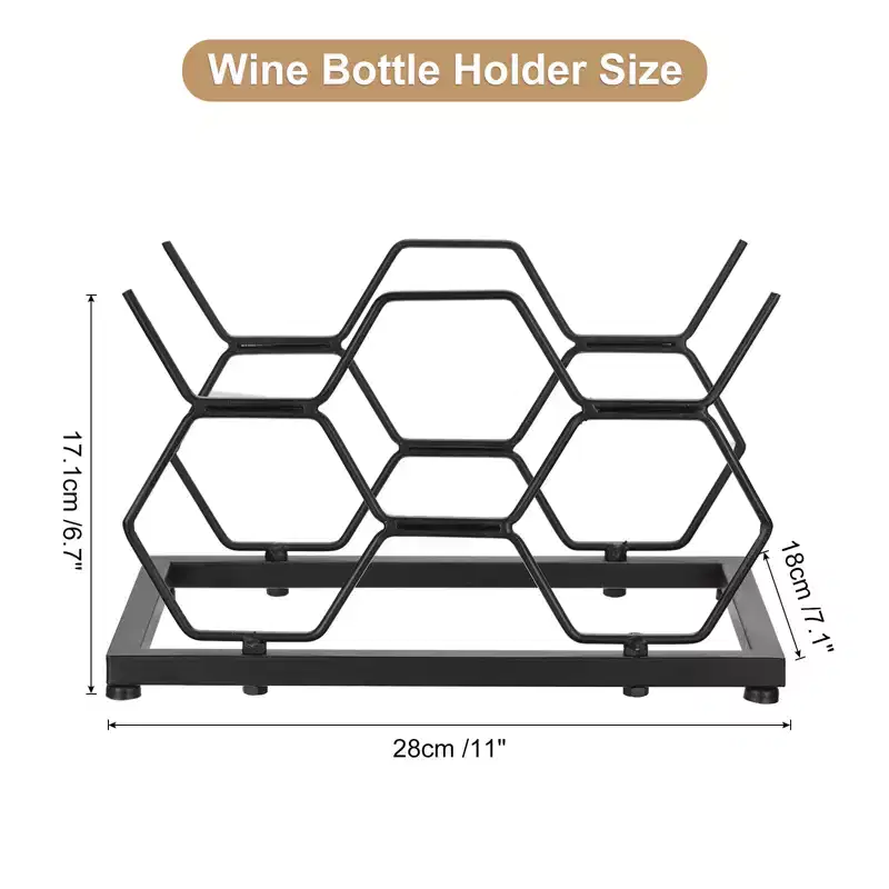 Countertop Freestanding Geometric Space Saving Wine Rack, 5-Bottle, Iron