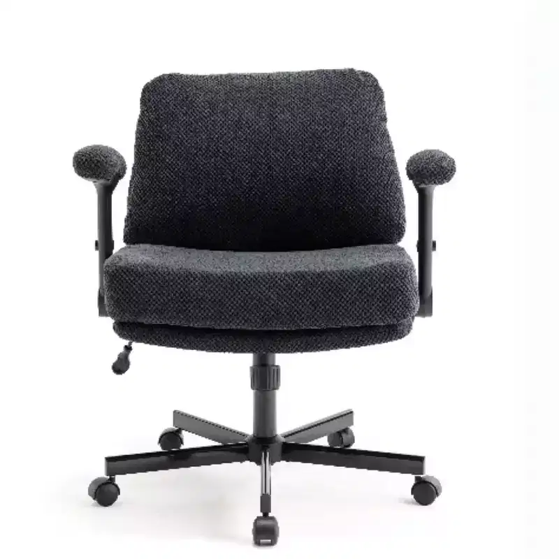 Criss-Cross Chair on Wheels C Flip Arms, Thick Cushion Wide Seat, Swivel Desk for Home/Apartment