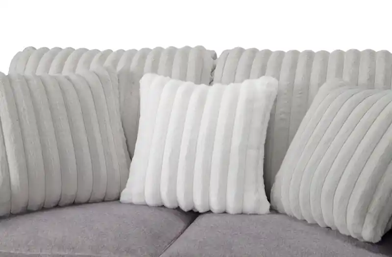 Made in Canada 67 Chenille and Faux Fur Fabric Loveseat with Removable Cushions - Plush Paloma Grey