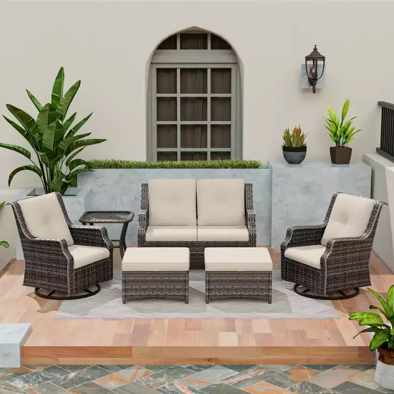 UPTIOT 6-Piece Outdoor Patio Conversation Set