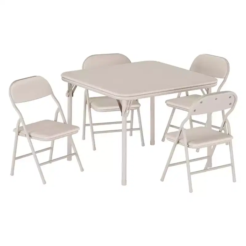 Coolmee 5-Piece Kids Folding Table and Chairs Set, Toddlers Children's Activity Table and Chairs Set for Dining Room, Daycare, Classrooms