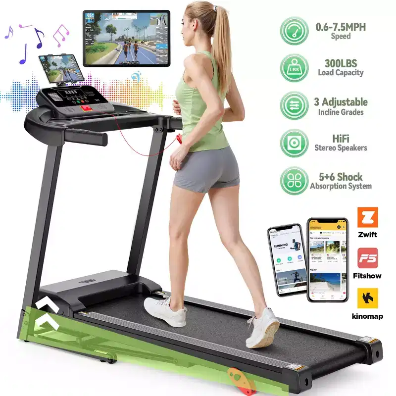 3.15HP Electric Treadmill 300 lbs Capacity, Treadmill with Incline, Tablet holder for Home, Treadmill, APP Controlled, Shock Absorption