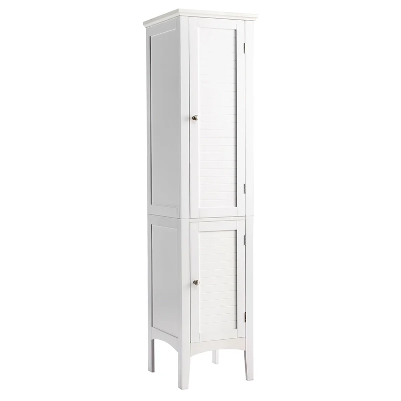 Freestanding Bathroom Linen Tower Storage Cabinet – 5 Layers, White MDF