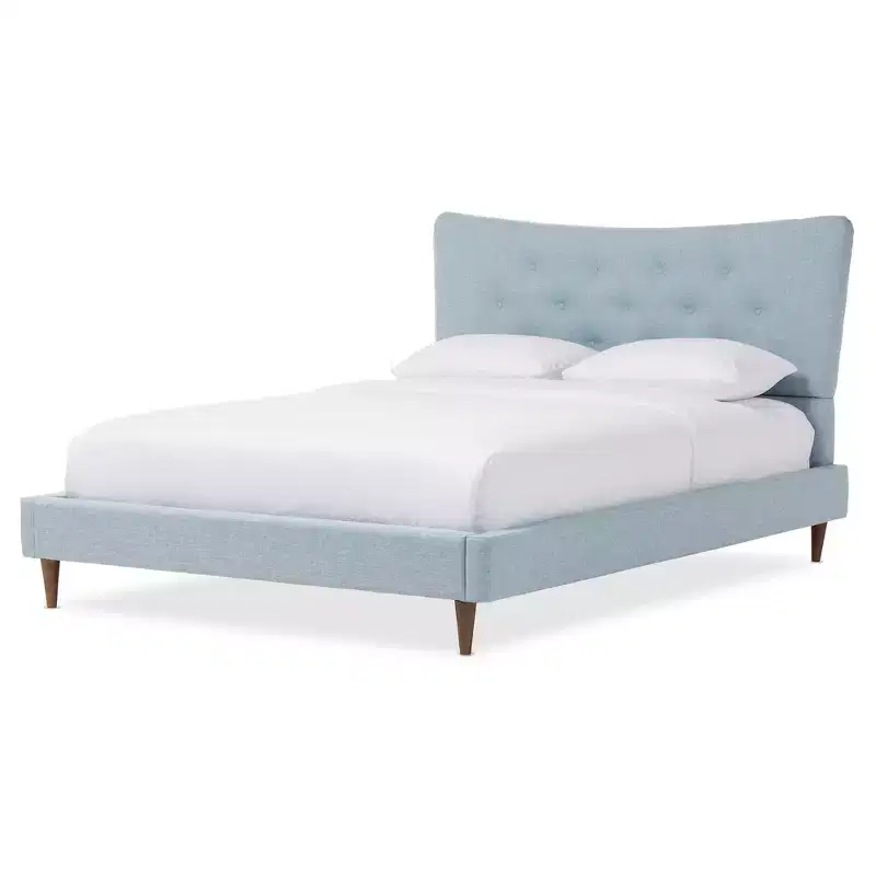 Mid-Century Modern Fabric Platform Bed - Queen