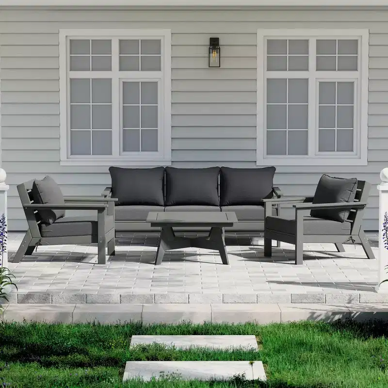 WestinTrends Avalon Outdoor 6-Piece Modular Sectional Patio Furniture Sofa Set, Gray/Gray