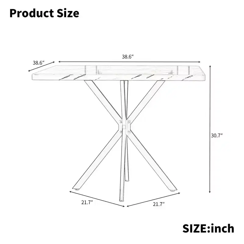 Okak Square Dining Table Modern Dining Table for 4-6 Person, Coffee Table for Kitchen Dining Room, Office