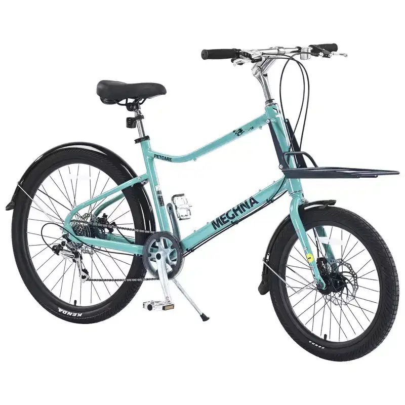 NAYSAYE Bicycle Cargo Bike 7 Speed Aluminum Alloy Frame with Front and Rear Racks for Commuting and Travel, Green, 65*27.56*42.13