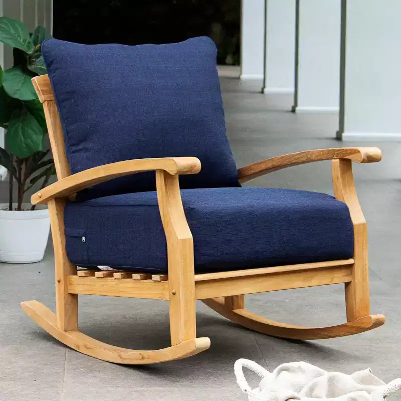 Sonoma Lane Amherst Teak Patio Rocking Chair with Zippered Cushion and Frame
