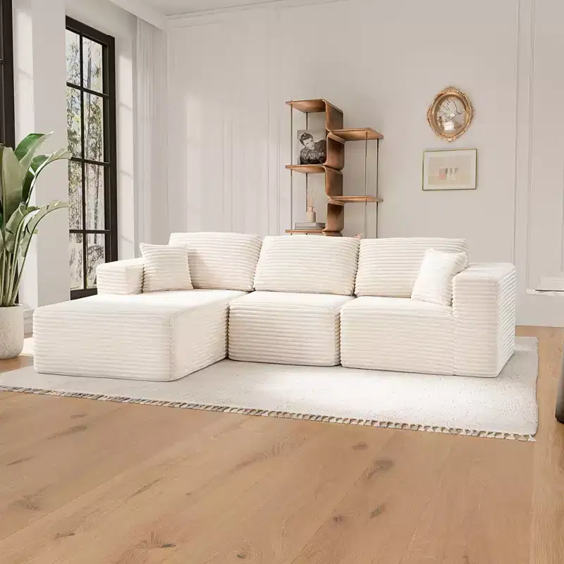 PexFix Modular Sectional Sofa with L-Shape Chaise Modern Upholstered Cloud Couches with Throw Pillows for Living Room Bedroom