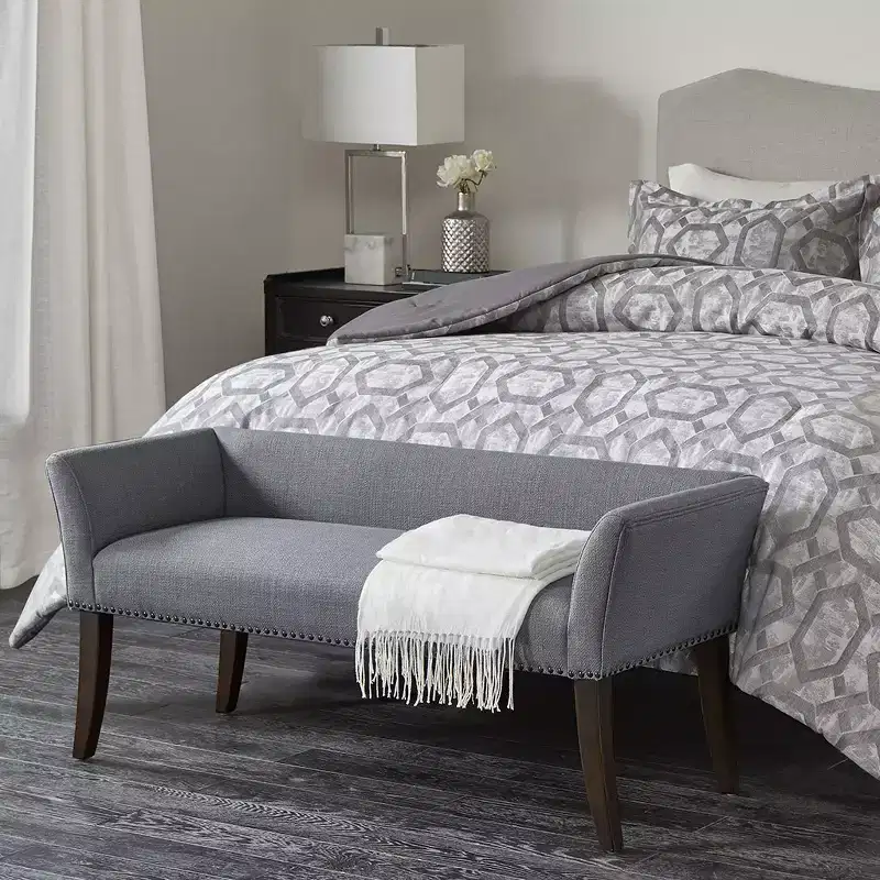 Christopher Knight Home Maggie 49.50 Upholstered Splay Leg Wood Bench with Nailhead Trim