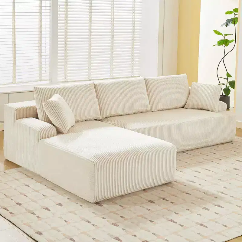 Cloud Couch with L Shaped Chaise Sectional Couch Corduroy Boneless Modular Modern Sofa No Assembly Required for Living Room Apartment and Small Space
