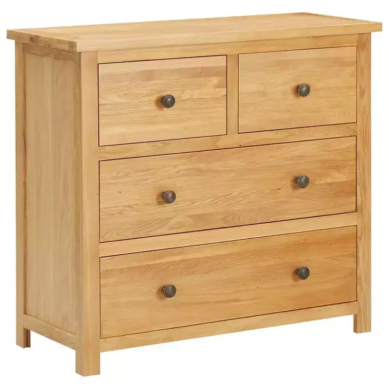 Chest Of Drawer Natural Oak Solid Oak Wood, MDF with Oak Veneer
