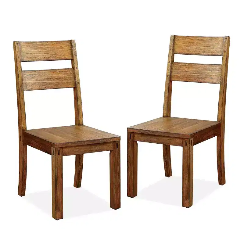 HOMES: Inside + Out Flintwood Panel Back Side Chair Dark Oak: Ladder-Back, Wood Frame, Set of 2