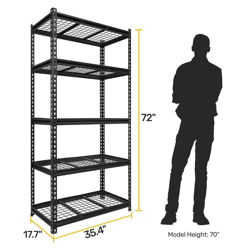 5-Tier Adjustable Metal Shelving Unit Heavy Duty Garage Industrial - N/A