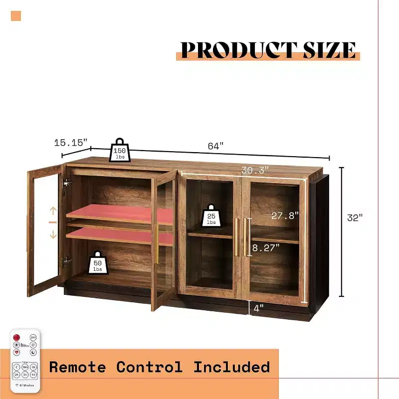 AMERLIFE Sideboard Buffet Cabinet, Mixed Color Accent Cabinet