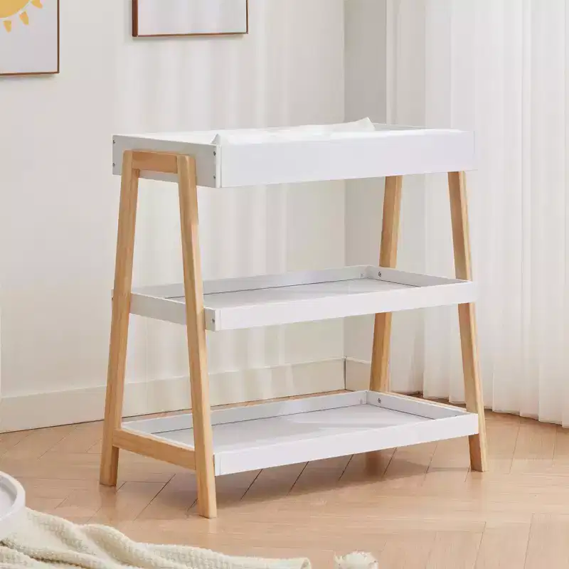 Baby Changing Table, Diaper Changing Table with Changing Pad, Portable Baby Diaper Changing Station with 2 Tier Storage Shelves for Newborn Baby