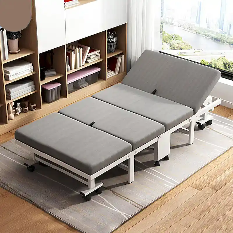 Black Steel Rollaway Folding Bed with Memory Foam Mattress, Single